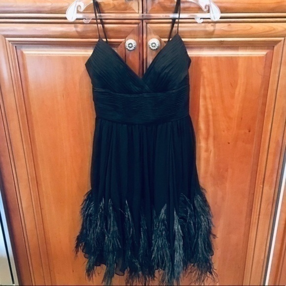 ✨✨BCBGMAXAZRIA Black Feather Occasion Dress✨ Size 0 ✨ - Picture 4 of 7